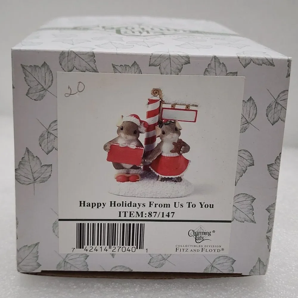 SIGNED by‎ DEAN GRIFF 2003 Charming Tails HAPPY HOLIDAYS FROM US TO YOU Figurine